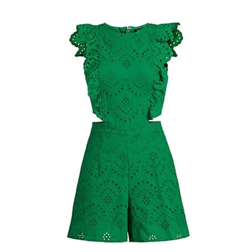 Green eyelet romper NWT